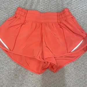 Lululemon bright orange hotty hot 2.5 shorts